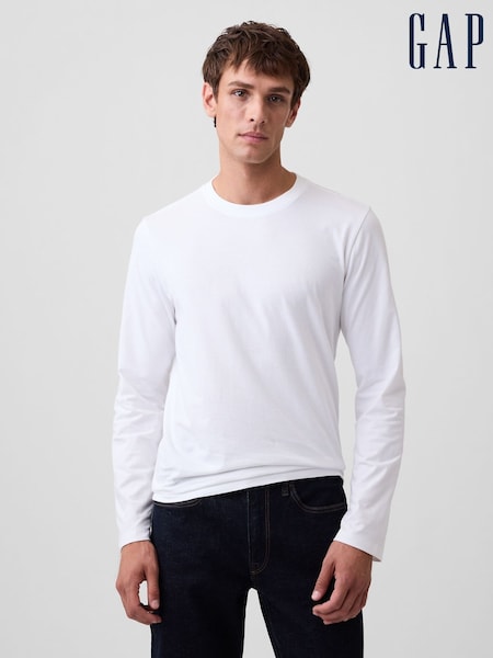 White - Regular Gap Everyday Soft Raglan Long Sleeve T-shirt