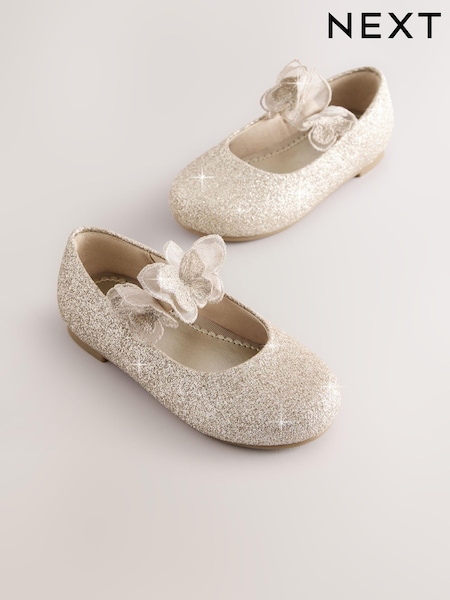 Gold Glitter Butterfly Strap Occasion Shoes (E36055) | $34 - $38