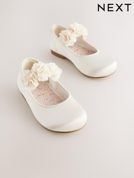 Ivory Standard Fit (F) Satin Flower Girl Occasion Corsage Mary Jane Shoes (E36057) | €28 - €32