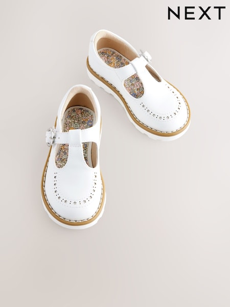 White Standard Fit (F) T-Bar Shoes (E36067) | €28 - €30