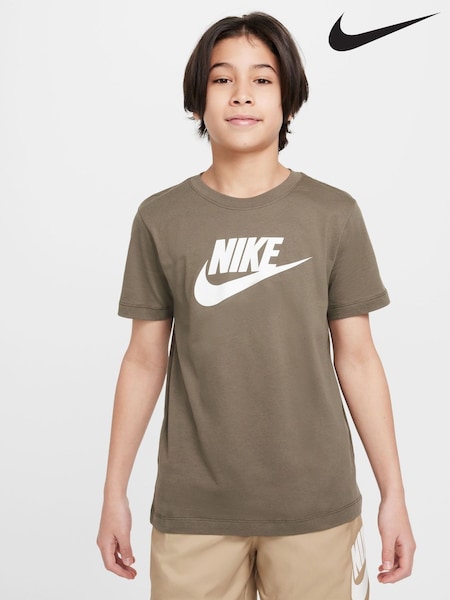 Medium Olive Green - Nike Hbr Logo 100% Cotton T-shirt (E36129) | 125 zł