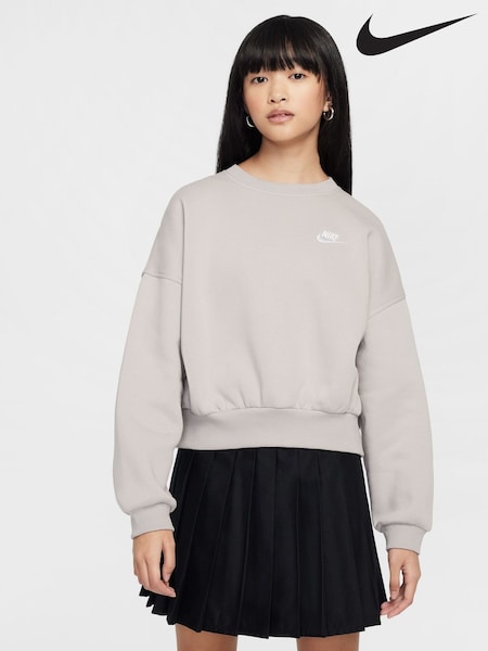 College Grey - Nike Club Fleece Boxy Crewneck Sweatshirt (E36196) | €50