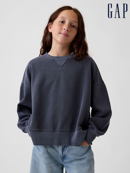 Vasket Svart - Gap Vintage Soft Oversized Split-hem Sweatshirt (4-13yrs)