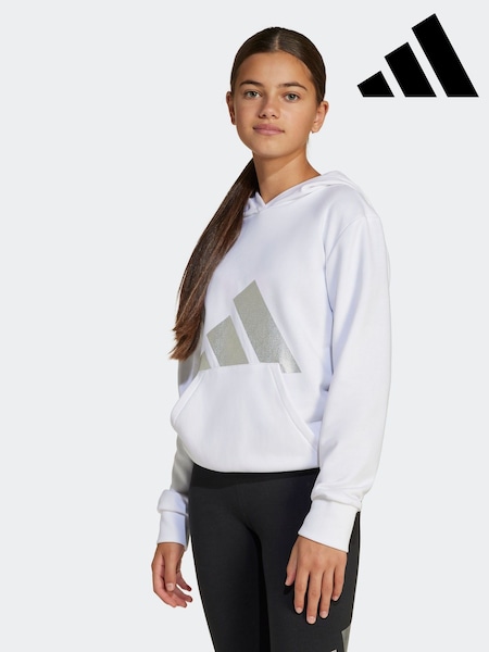 adidas White Essentials Glam Cotton Hoodie (E36272) | R$ 295