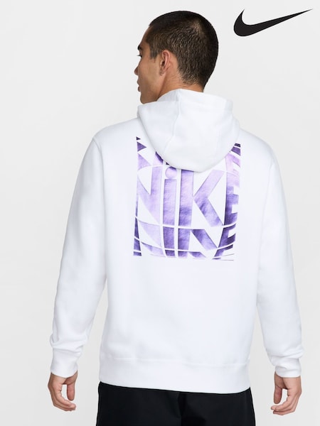 Nike White Club Back Graphic Pullover Hoodie (E36369) | €92
