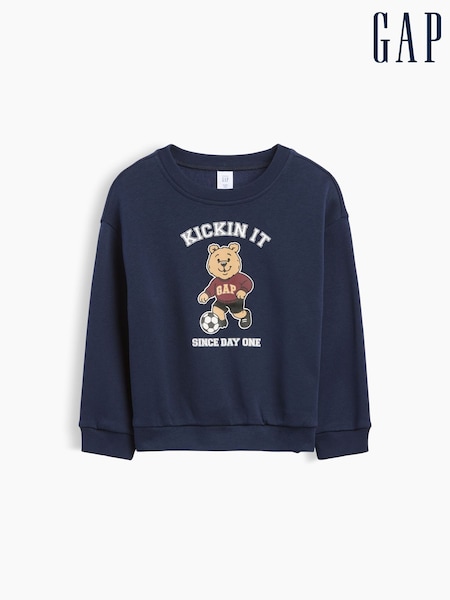 Navy Brannan Bear - Gap Relaxed Graphic Crew Neck Sweatshirt (6mths-5yrs)