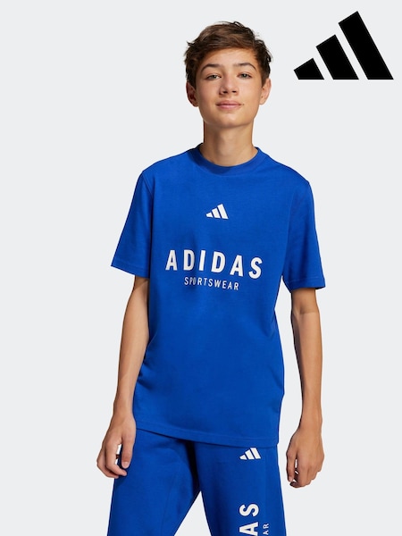 adidas Blue All SZN 100% Cotton T-Shirt (E36382) | €26