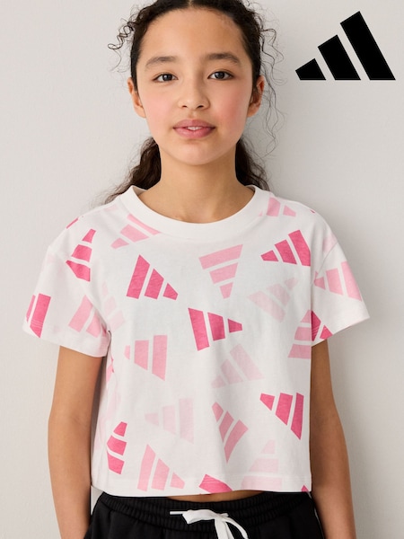 adidas White All-Over Print 100% Cotton T-Shirt (E36415) | R$ 180