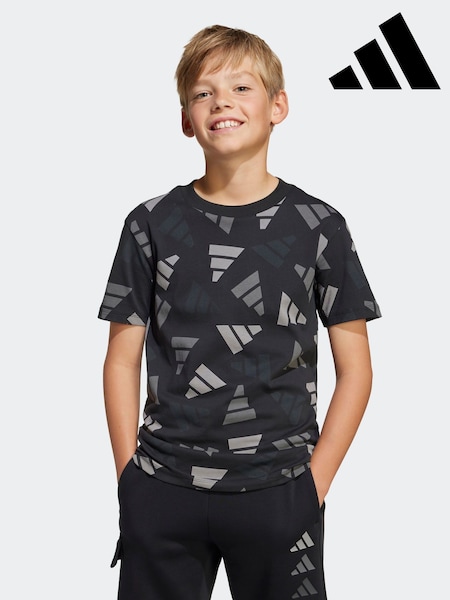 adidas Black Printed 100% Cotton T-Shirt (E36419) | R$ 180