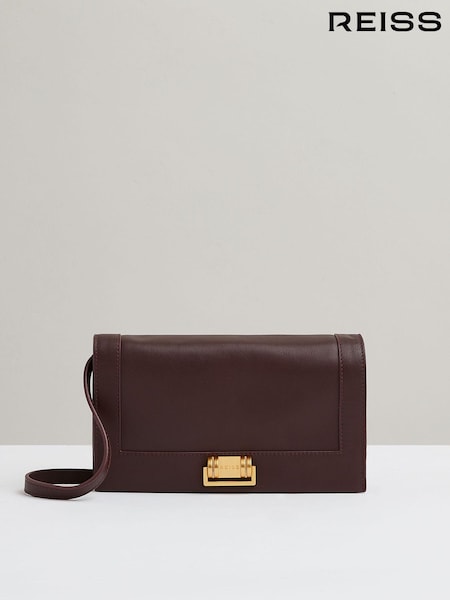 Reiss Oxblood Sariah Leather Suede Shoulder Bag (E36440) | AED1,282