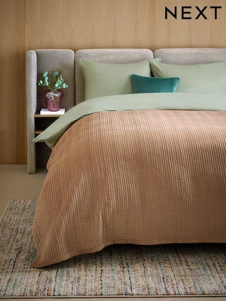 Taupe Carrie Quilted Velvet Bedspread (E36475) | €66 - €111