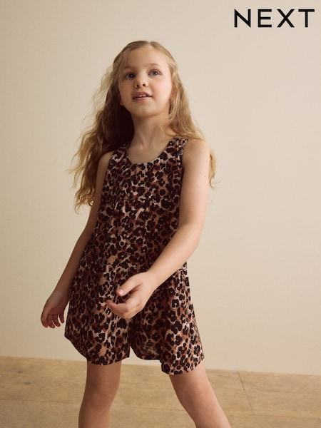 Animal Leopard Print - 100% Cotton Playsuit (3-16yrs) (E36507) | ‏50‏₪ - ‏71‏ ₪