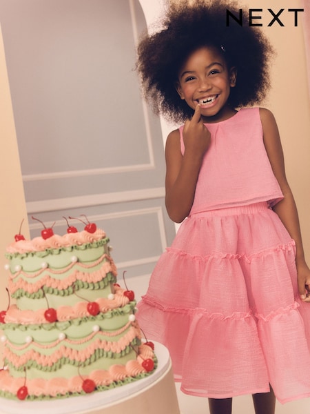 Coral Pink Occasion Top And Skirt Co-ord Set (3-16yrs) (E36512) | €30 - €39