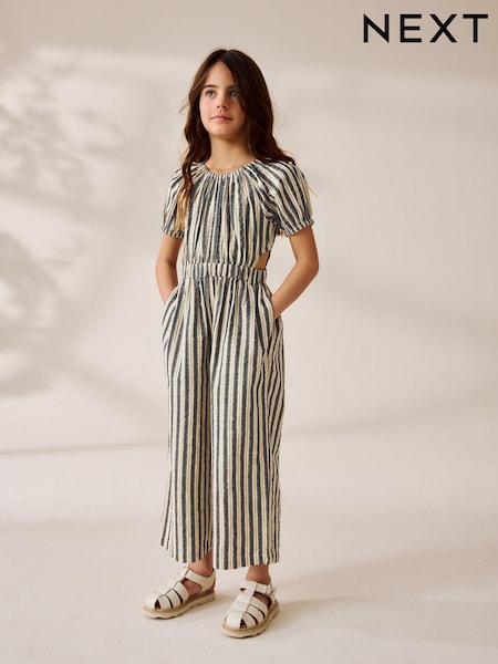 עיצוב פסים מונכרום - Cut Out Jumpsuit (3-16yrs) (E36538) | ‏75‏₪ - ‏96‏ ₪