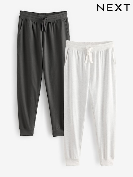 Harmaa - Mansetti - Slim Lightweight 100% Cotton Joggers 2 Pack (E36552) | €37