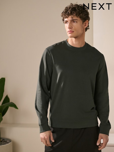 Колір хакі - 100% Cotton Lightweight круглий виріз світшот (E36555) | 743 грн