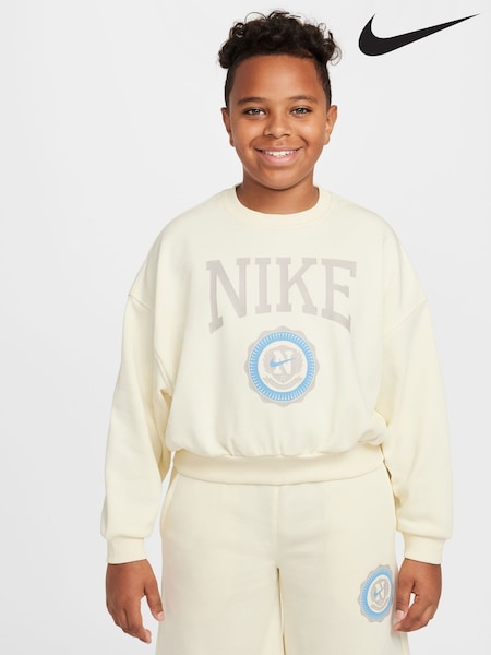 Nike Coconut Cream Boxy Varsity Crew Neck Sweatshirt (E36638) | €50