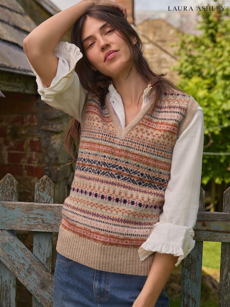 Laura Ashley Fairisle Pattern Knitted Vest Tank (E36693) | €32