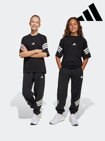 adidas Black Future Icons 3 Stripe Wide Leg Joggers (E36816) | R$ 325