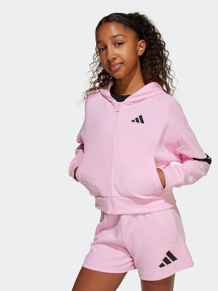 adidas Pink Future Icons 3 Stripe Full Zip Hoodie (E36818) | ₪191