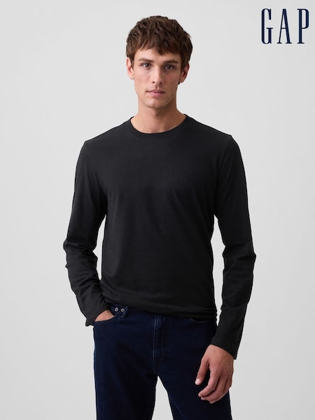 Svart - Regular Gap Everyday Soft Raglan Long Sleeve T-shirt