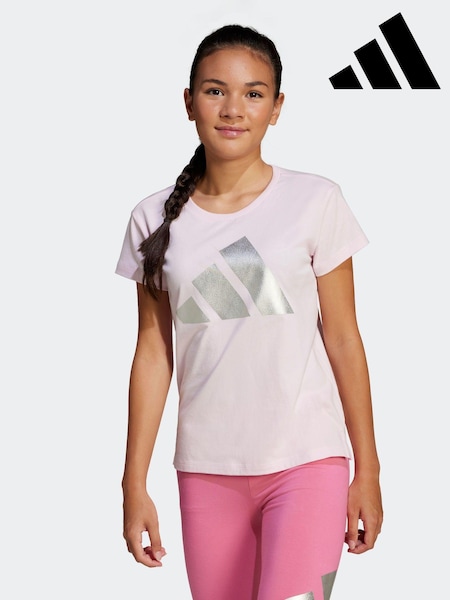adidas Pink Winter Glam Metallic 100% Cotton T-Shirt (E36942) | R$ 130
