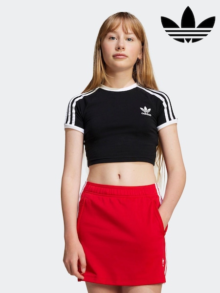 adidas originals Black 3 Stripe Crop T-Shirt (E36949) | €21