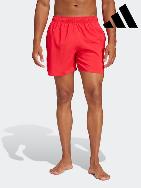 adidas Red Solid CLX Short Length Swim Shorts (E37012) | kr357