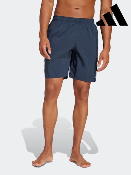 adidas Blue Solid CLX Classic-Length Swim Shorts (E37120) | R$ 245