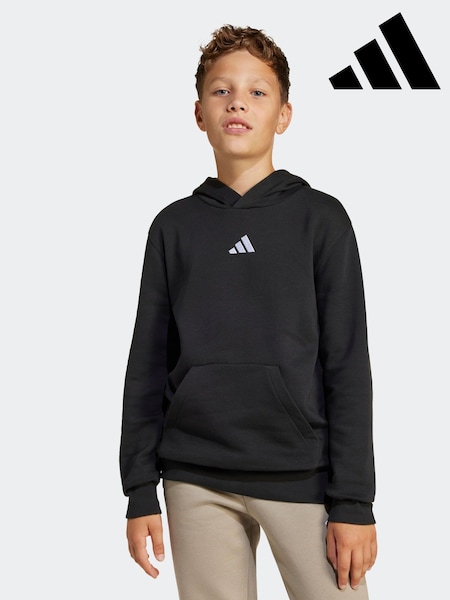 adidas Black Small Logo Fleece Hoodie (E37136) | $35