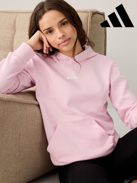 adidas Pink Small Logo Fleece Hoodie (E37139) | R$ 245