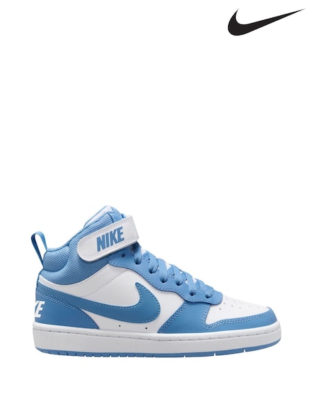 Nike White/Blue Beyond Youth Court Borough Mid Trainers (E37189) | €73