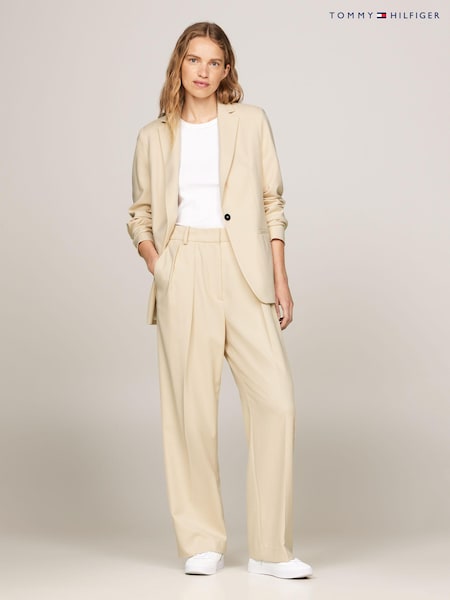 Alb - Pantaloni relaxați Tommy Hilfiger cu picior drept (E37277) | 668 LEI