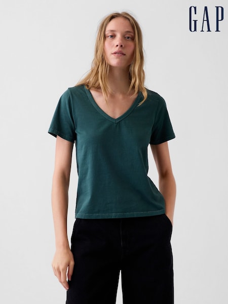Verde - Gap Vintage Soft V-neck T-shirt