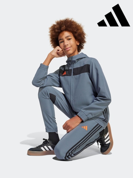 adidas Grey Chrome Tiro Essentials Woven Hoodie (E37311) | LEI 246