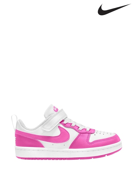 Valkoinen/Fuschia Vaaleanpunainen - Nike Junior Court Borough Low Recraft Trainers (E37344) | €60