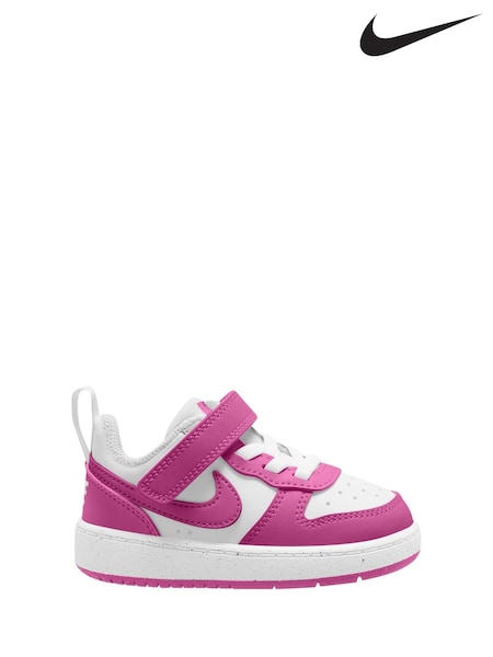 Nike White/Fuschia Pink Infant Court Borough Low Recraft Trainers (E37351) | €46