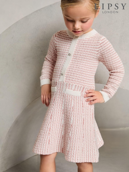 Lipsy Pink Mini Boucle Sequin Knit Dress (2-5yrs) (E37363) | AED120 - AED126