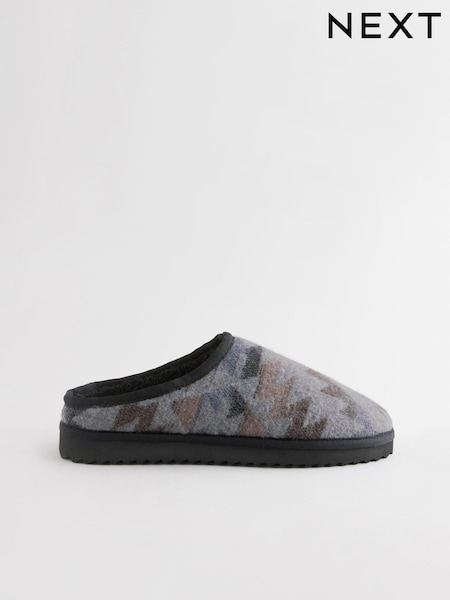 Grey Patterned Mules (E37366) | €12