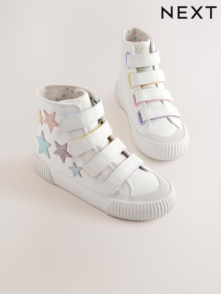 أبيض - نجوم لامعة - High Top Trainers With Touch Close Fastening (E37369) | ‏13 ر.ع.‏ - ‏17 ر.ع.‏