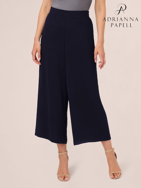 Adrianna Papell Blue Textured Satin Pull On Trousers (E37382) | €24