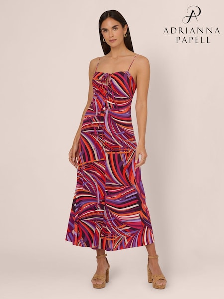 Adrianna Papell Purple Printed Jersey Dress (E37385) | 344 QAR