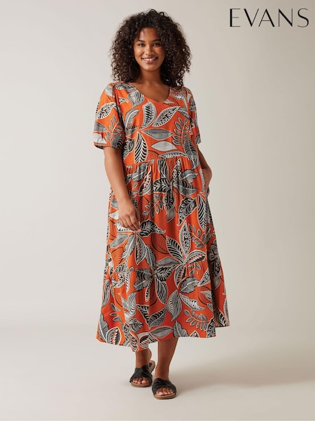 Evans Curve Tropical Print Linen Dress (E37401) | €60