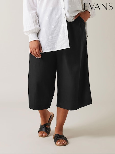 שחור - Evans Linen Culottes (E37402) | ‏196‏₪