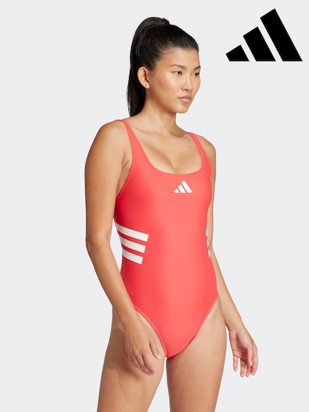 adidas Red 3 Stripe U Back Swimsuit (E37476) | R$ 375