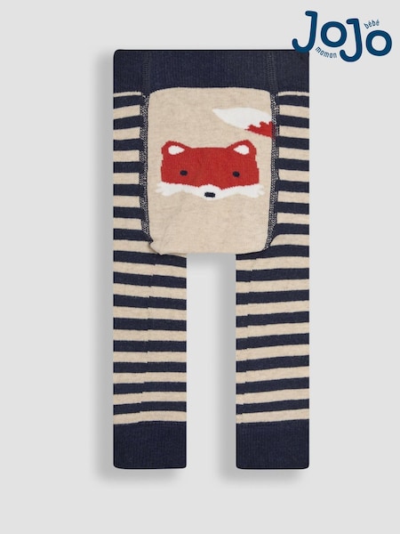 JoJo Maman Bébé Navy Stripe Fox Knitted Leggings (E37613) | €20