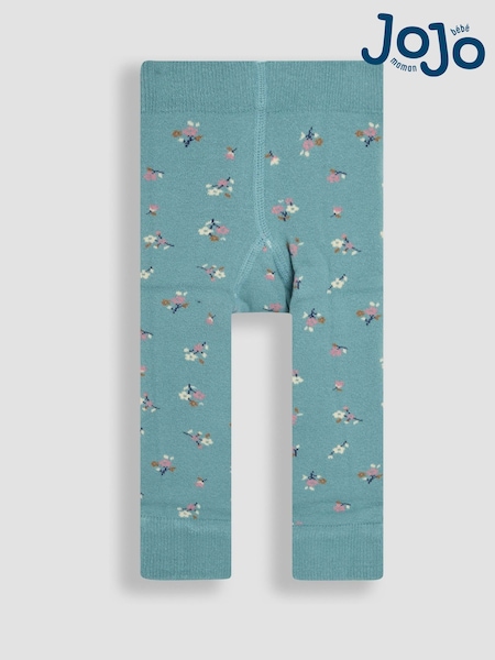 JoJo Maman Bébé Duck Egg Floral Extra Thick Leggings (E37626) | €20