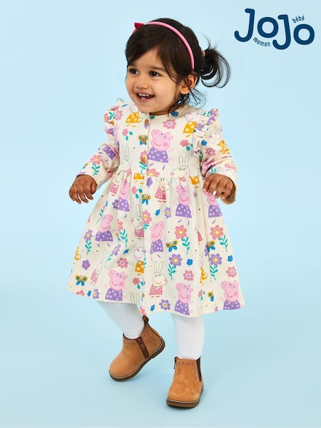 JoJo Maman Bébé Neutral Peppa Pig Printed Button Front Dress (E37628) | €38