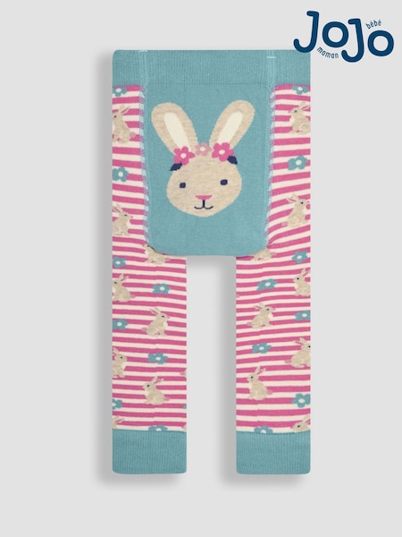 JoJo Maman Bébé Pink Stripe Bunny Knitted Leggings (E37631) | €16
