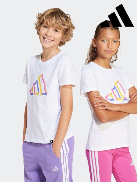 adidas White Tech Logo Graphic 100% Cotton T-Shirt (E37644) | R$ 130